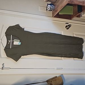 NWT Olive Ribbed Midi Dress Sz M